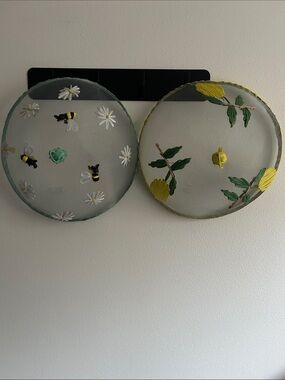 2  Mesh Food Covers.  Green Mesh Bees/Daisies + Yellow Mesh Leaves.